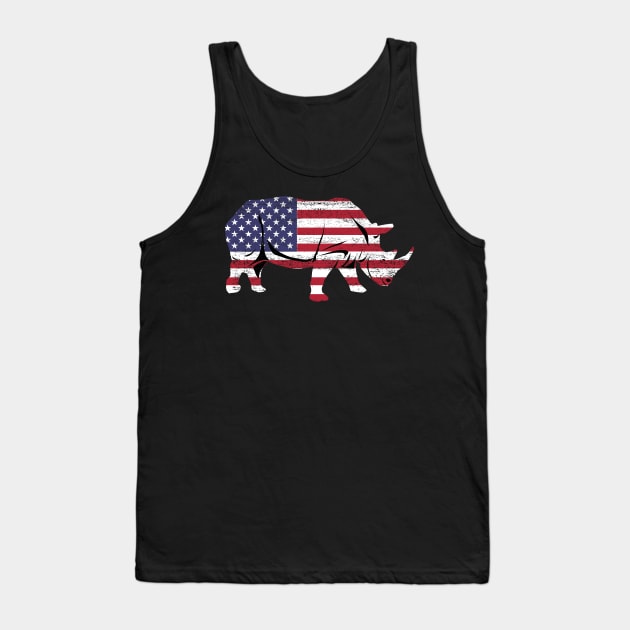 American Flag Rhino USA Conservation TShirt Tank Top by bbreidenbach